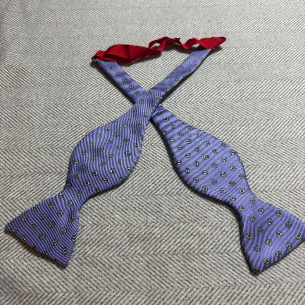 Turnbull & Asser Purple Silk Medallion Self-Tie Bow Tie Jermyn Street England